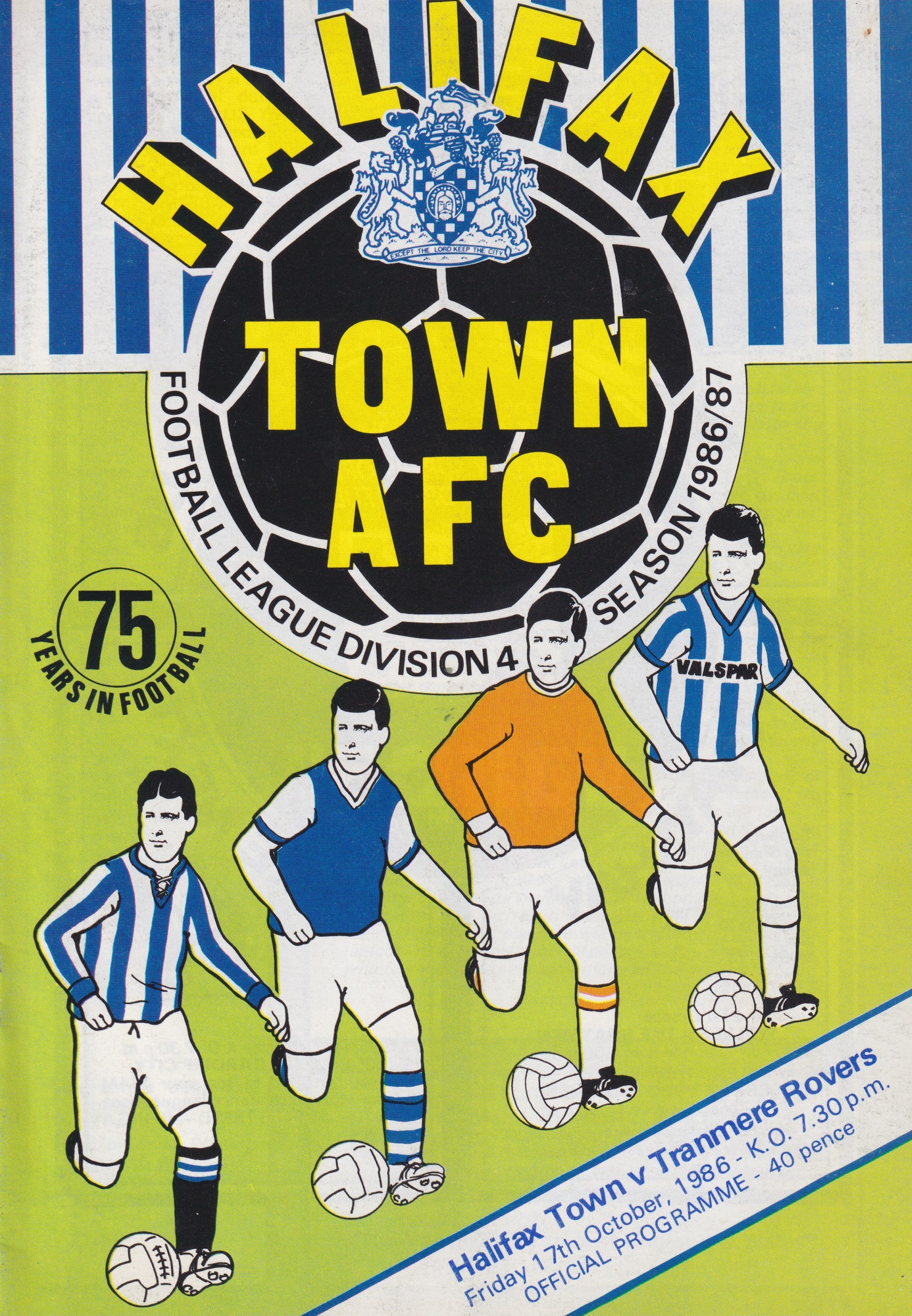 Halifax Town v Tranmere Rovers match programme